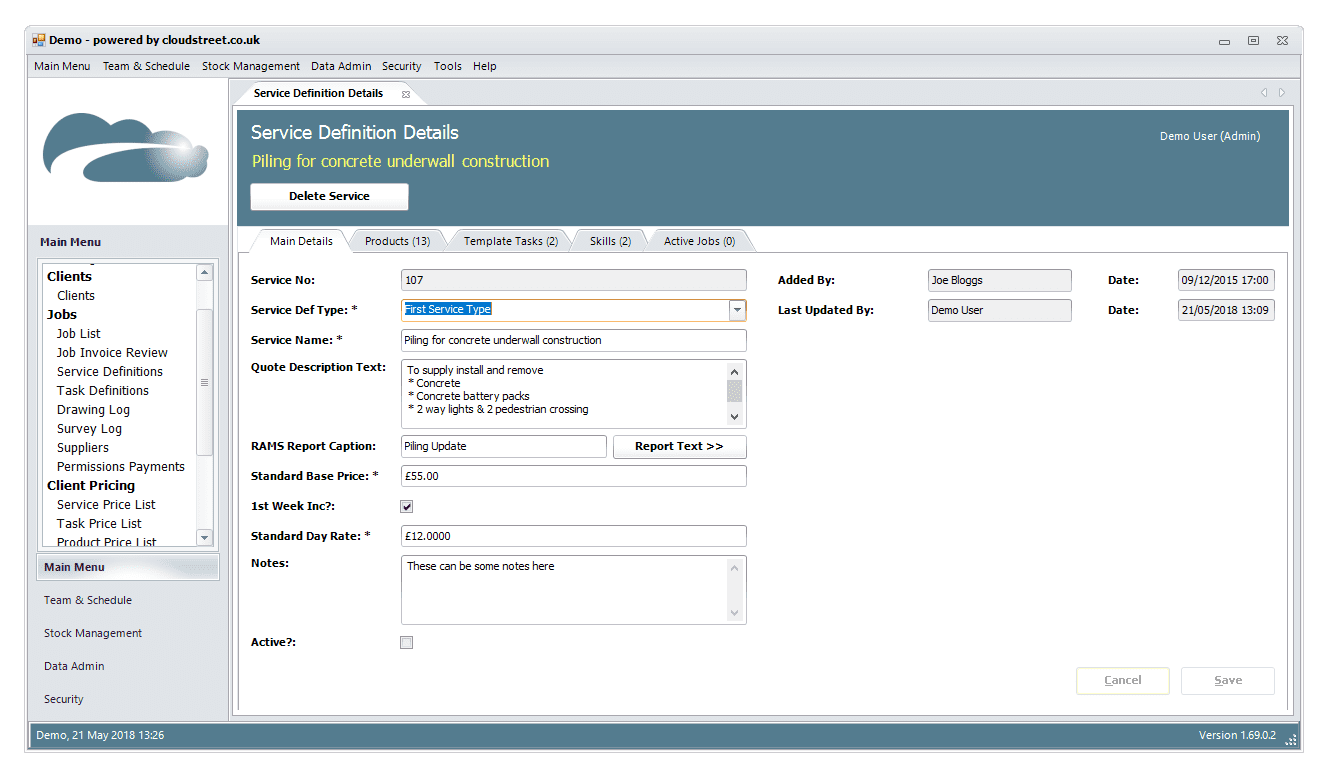 Quotations and estimates software screenshot