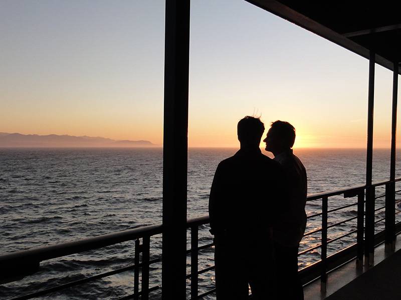 two people on a cruise ship